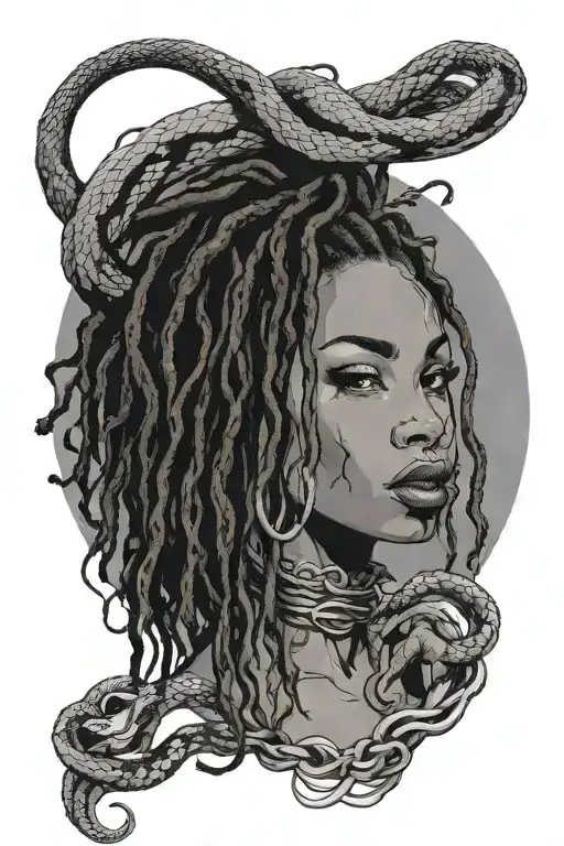 Black Girl With Dreads And Stiletto Nails Holding A Vicious Snake