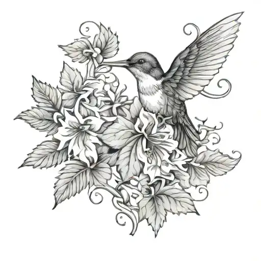 Old Grapevine With Hummingbird Hovering