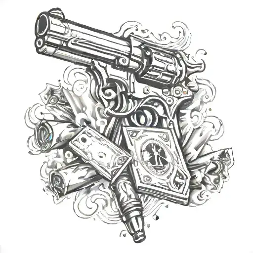 Guns Bullet Smoke Rising Black Jack Money