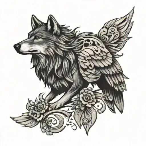Colourful Wolf And Raven