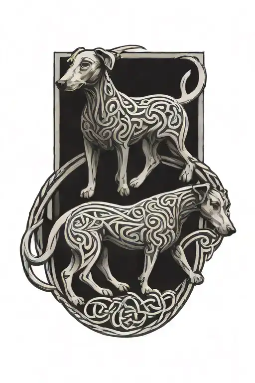 Celtic Hounds Circle Shape