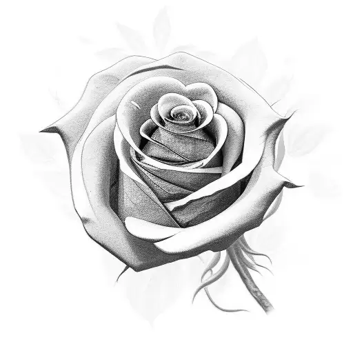 A Realistic Black And Grey Tattoo Of A Tattoo Machine Intertwined With A Blooming Rose