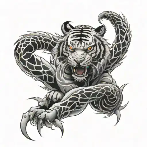 Japanese Writing With Fire And Tiger Claws