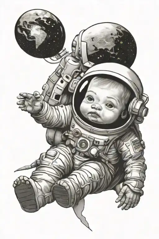 Baby Astronaut Sitting On Planet
