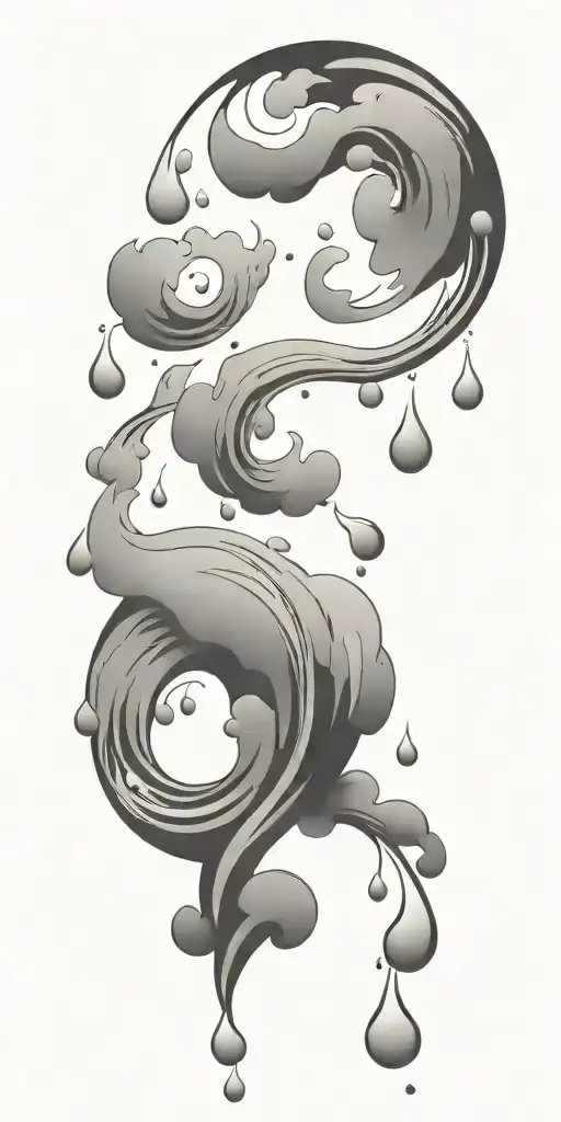 Rain Drop Falling From Tornado Forming The Shape