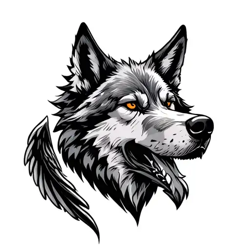 Wolf Head With Frank And Date Of Death Angel