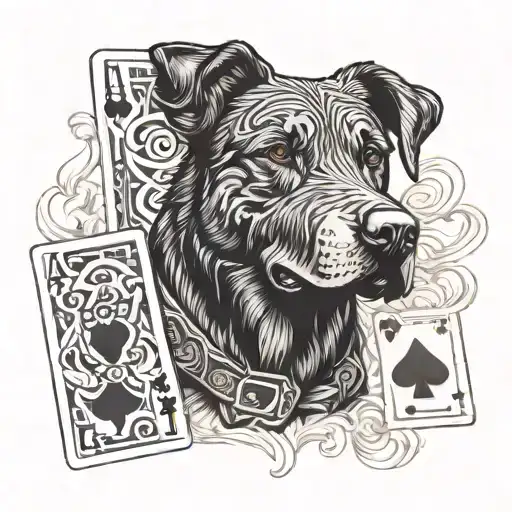 Ace Playing Cards And Rotweiller Background