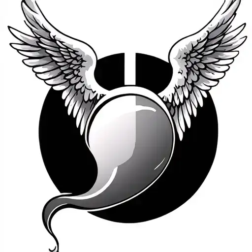 Semi Colon With Cross And Angel Wings