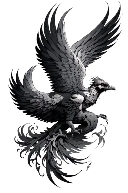 Phoenix Wings Spread With Tail Wrap Around Arm Sleeve