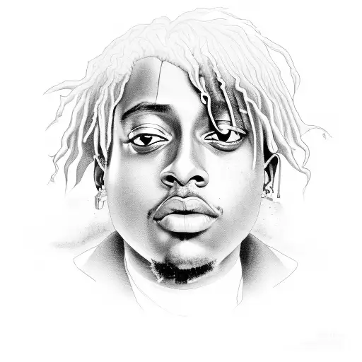 A Vibrant Portrait Of Juice Wrld Surrounded By Music Notes