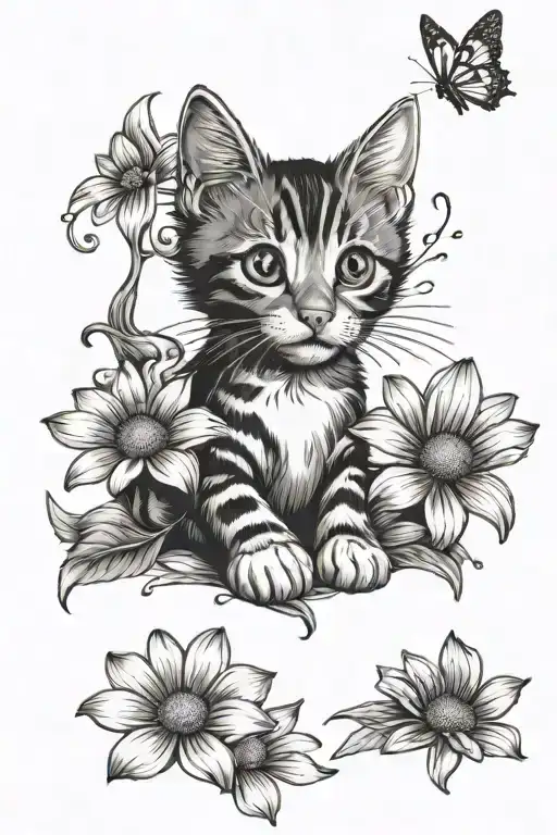 Daisys With A Cat Paw Print