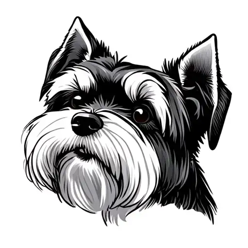 Schnauzer Head In The Style Of Snoopy And Peanuts