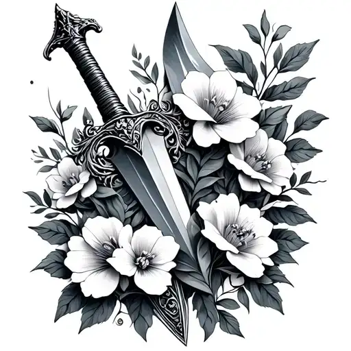Sleeptoken Dagger And Flowers Intertwined