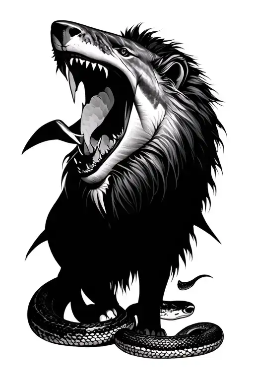 A Shark A Lion And Snake