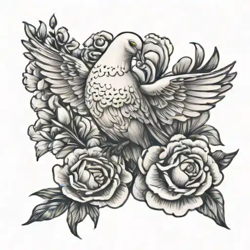 Dove Carrying Carnation Flower