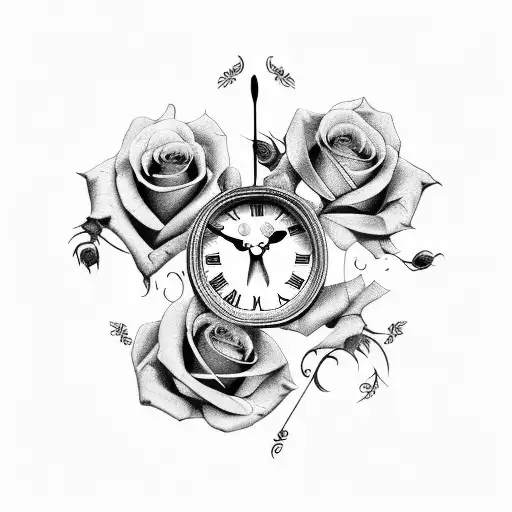 Clock With Roses And A Quote