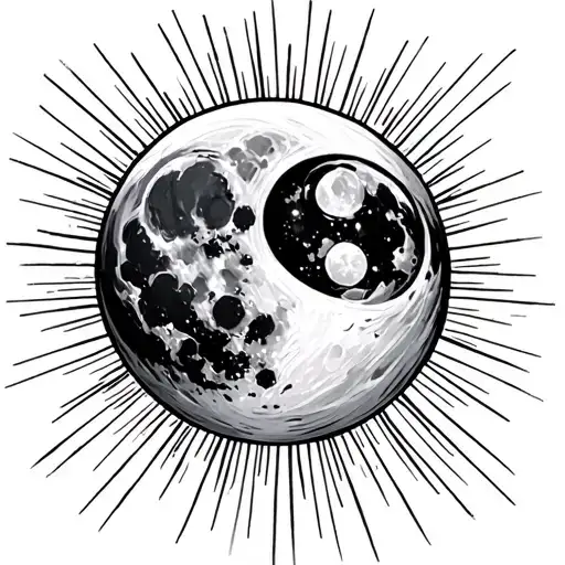 Moon And Light Rays Coming