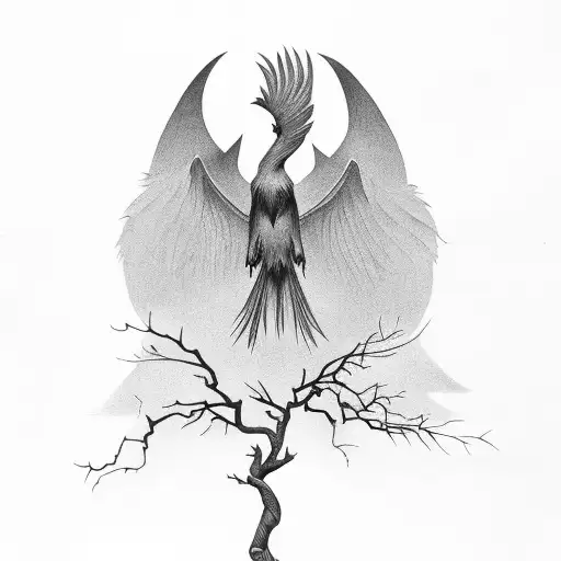 Pheonix Standing On A Dead Tree