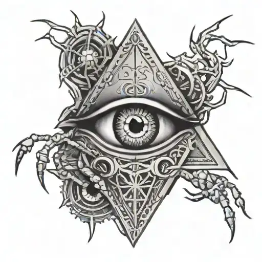 All Seeing Eye With Spider Crawling Out