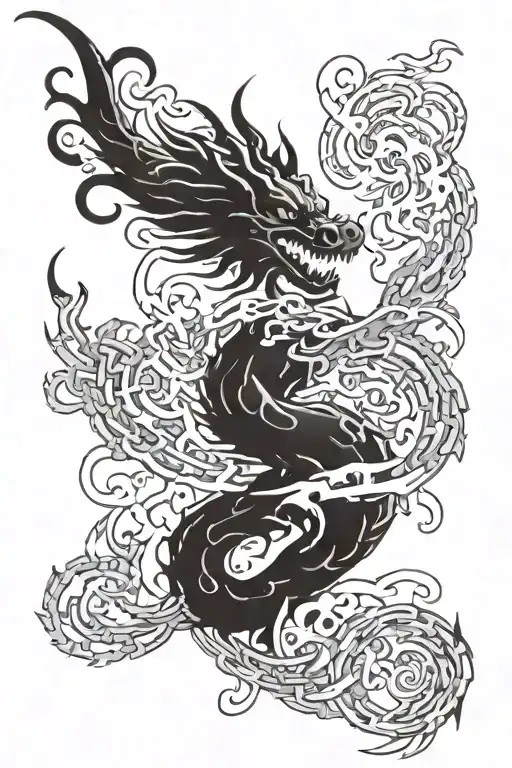 Chain Smoke Forming The Shape Dragon Emerging