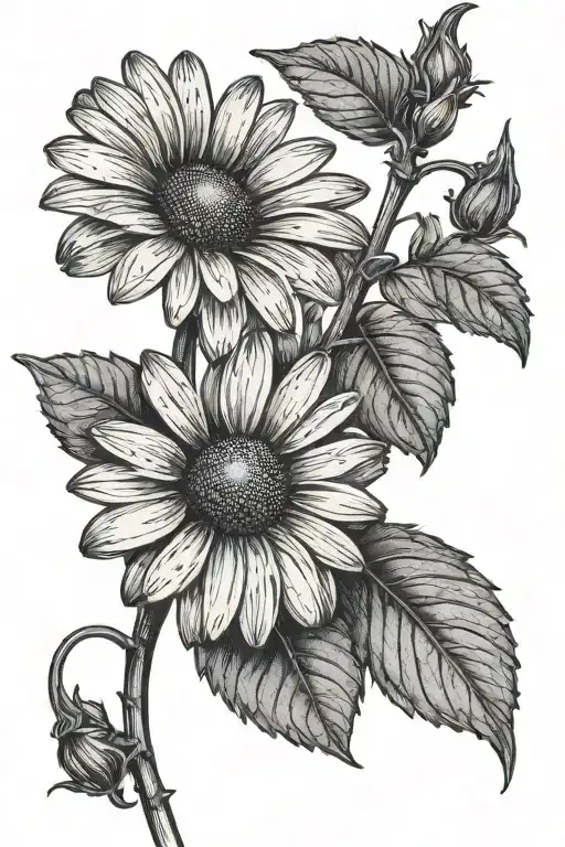 Daisy Flower With Stem And Dates