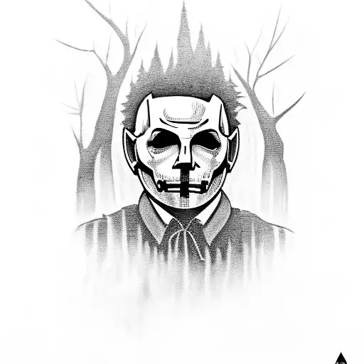 A Silhouette Of Michael Myers In A Dark Forest During Halloween Night