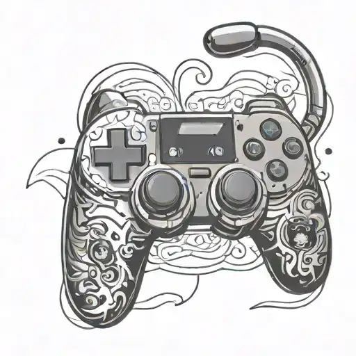 A Video Game Controller Morphing Into A Black Cat Silhouette