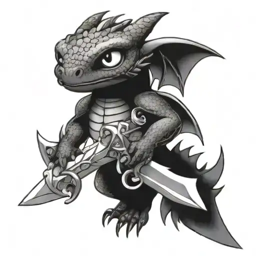 Toothless Breathing Fire While Holding A Sword In Its Claws