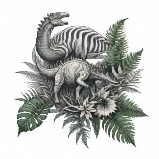 Dinosaurs And Fern Leaf Transforming