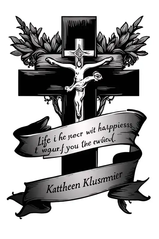 Cross With The Name Kathleen Klusmeier With A Bible Quote That Symbolizes Life And Happiness