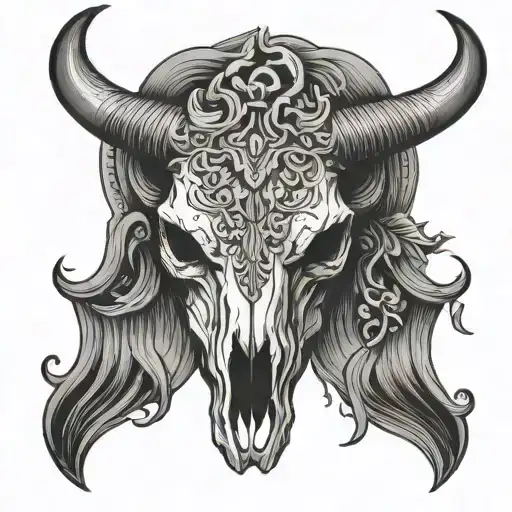 Line Art Bull Skull