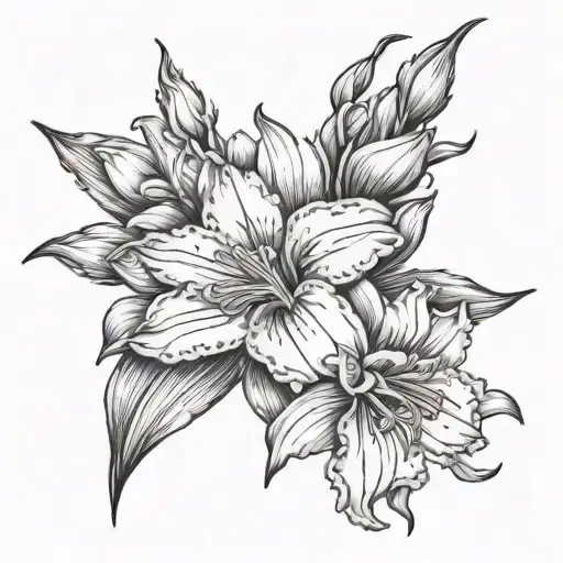 Gladiolus Daisy Violet And Carnation