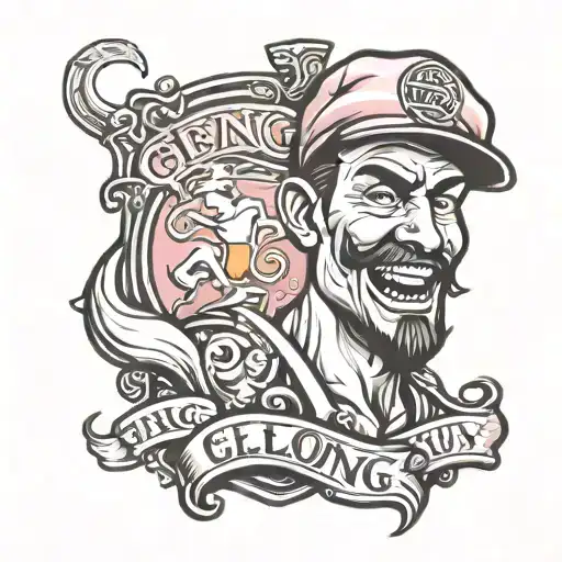 Geelong Pink Guy Pub Run Tattoo Design Featuring