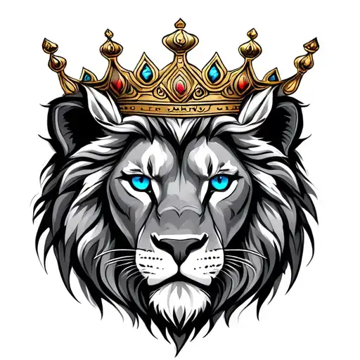 Crowned Lion Blue Eyes