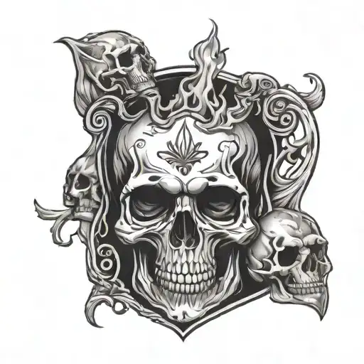 Money Bag Skull Flames