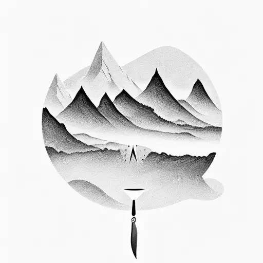 A Chef's Knife Piercing Through A Mountain Range