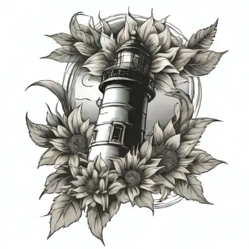 Lighthouse With Sunflower