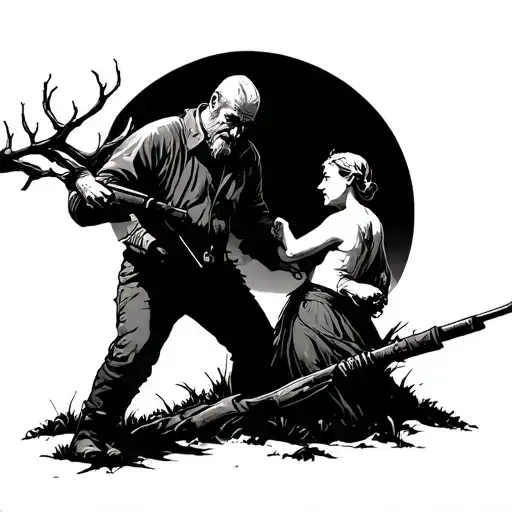 A Man Hunting And Misses A Dear