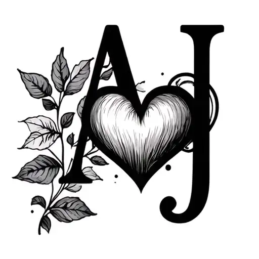 Initial A And J With A Heart