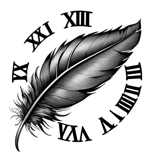 Feather And Roman Numerals