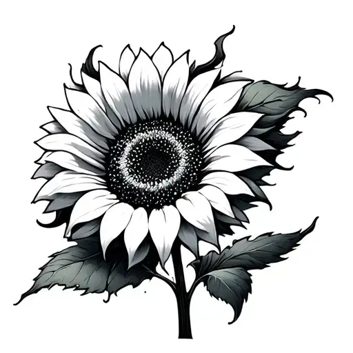 Sunflower In Wind Surrounded By Ocean