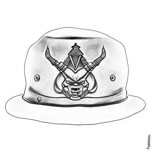 A Sketch-style Tattoo Of A Gangster's Hat With A Hidden Sagittarius Symbol Within The Design