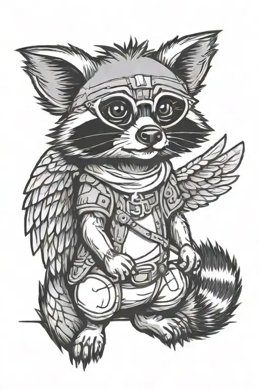 Cartoon Raccoon With Wings