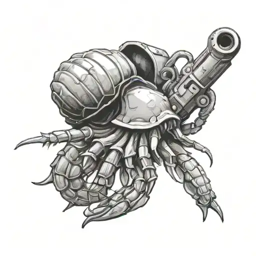 A Hermit Crab Holding A Gun