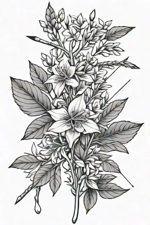 Bow And Arrow With Fireweed Flower Simple