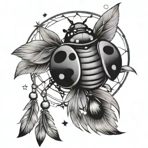 Simple Ladybug And Dream Catcher And Stars