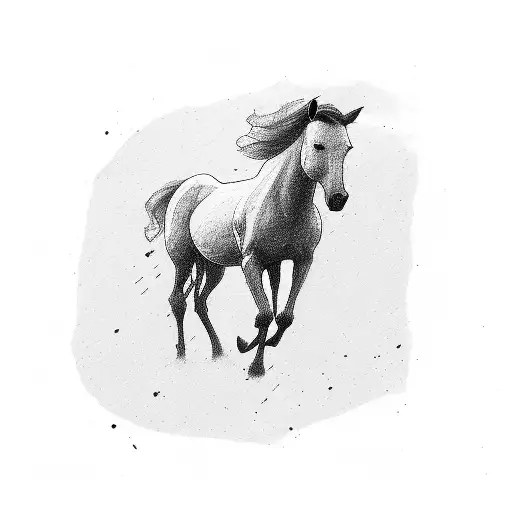 A Minimalist Sketch Of A Horse In Black-grey Style