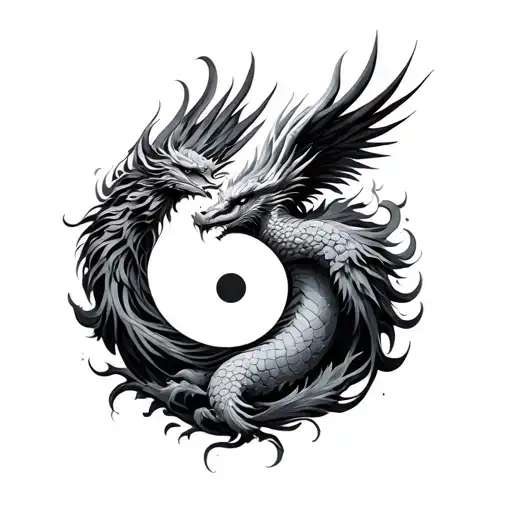 Phoenix And Dragon Yin Yang