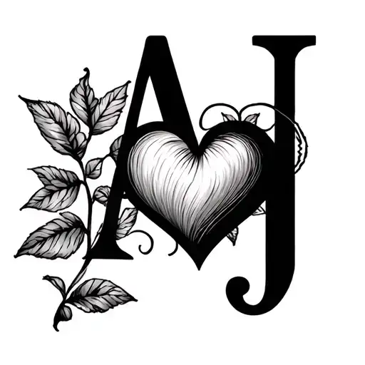 Initial A And J With A Heart