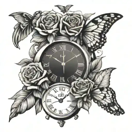 Roses Clock Butterfly Doves Snuggling And Standing And Names